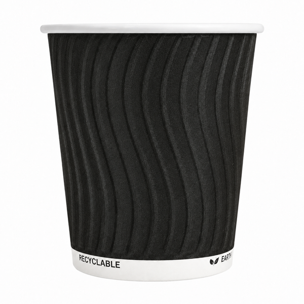 Gobelet carton double paroi noir, vue de face
