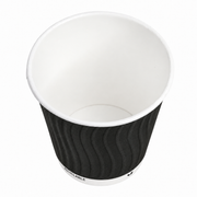Gobelet carton double paroi noir, vue plongeante sur la doublure intérieure