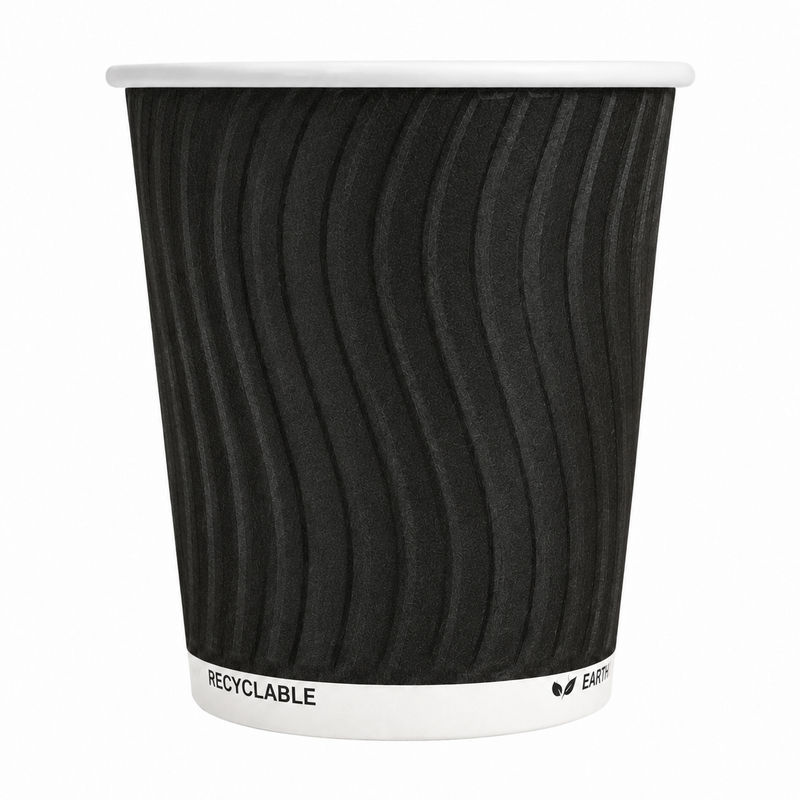 Gobelet carton double paroi noir, vue de face