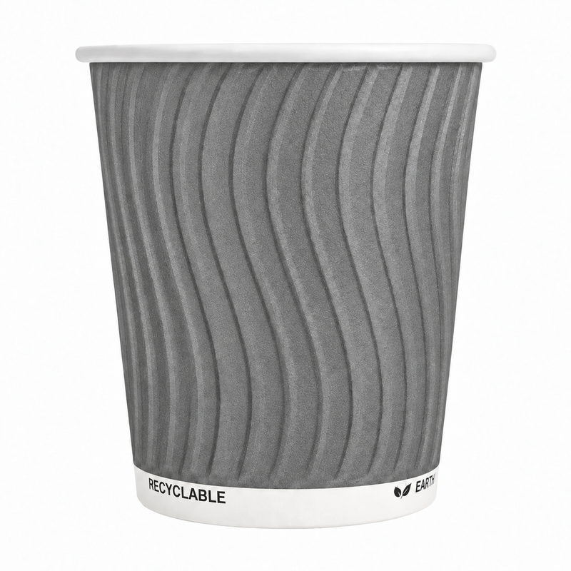 Gobelet carton double paroi gris, vue de face